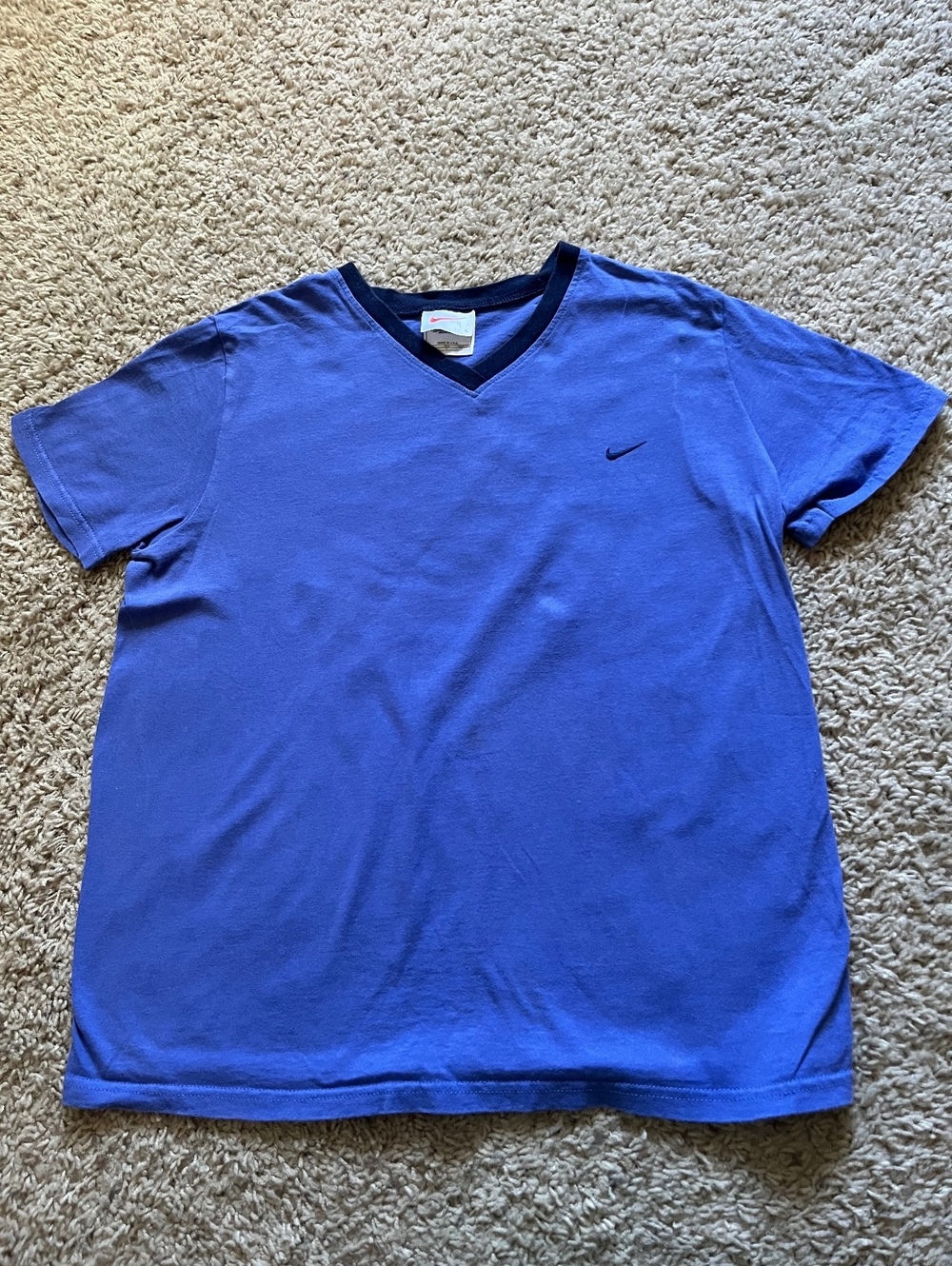 Nike VTG Women’s Ringer V-Neck Collar Violet Tee L